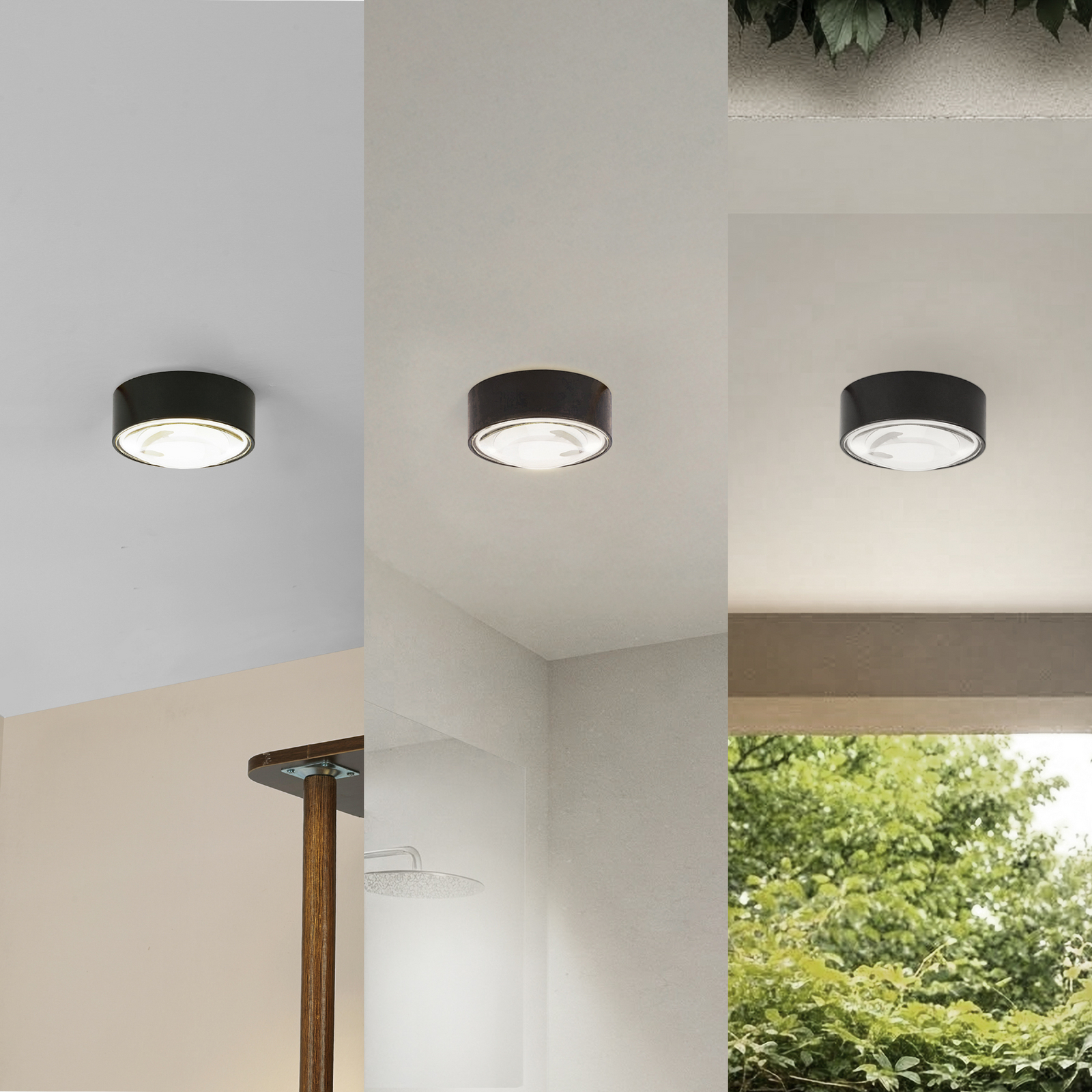 Lindby LED downlight Siaka, zwart, metaal, Ø 5 cm, IP65