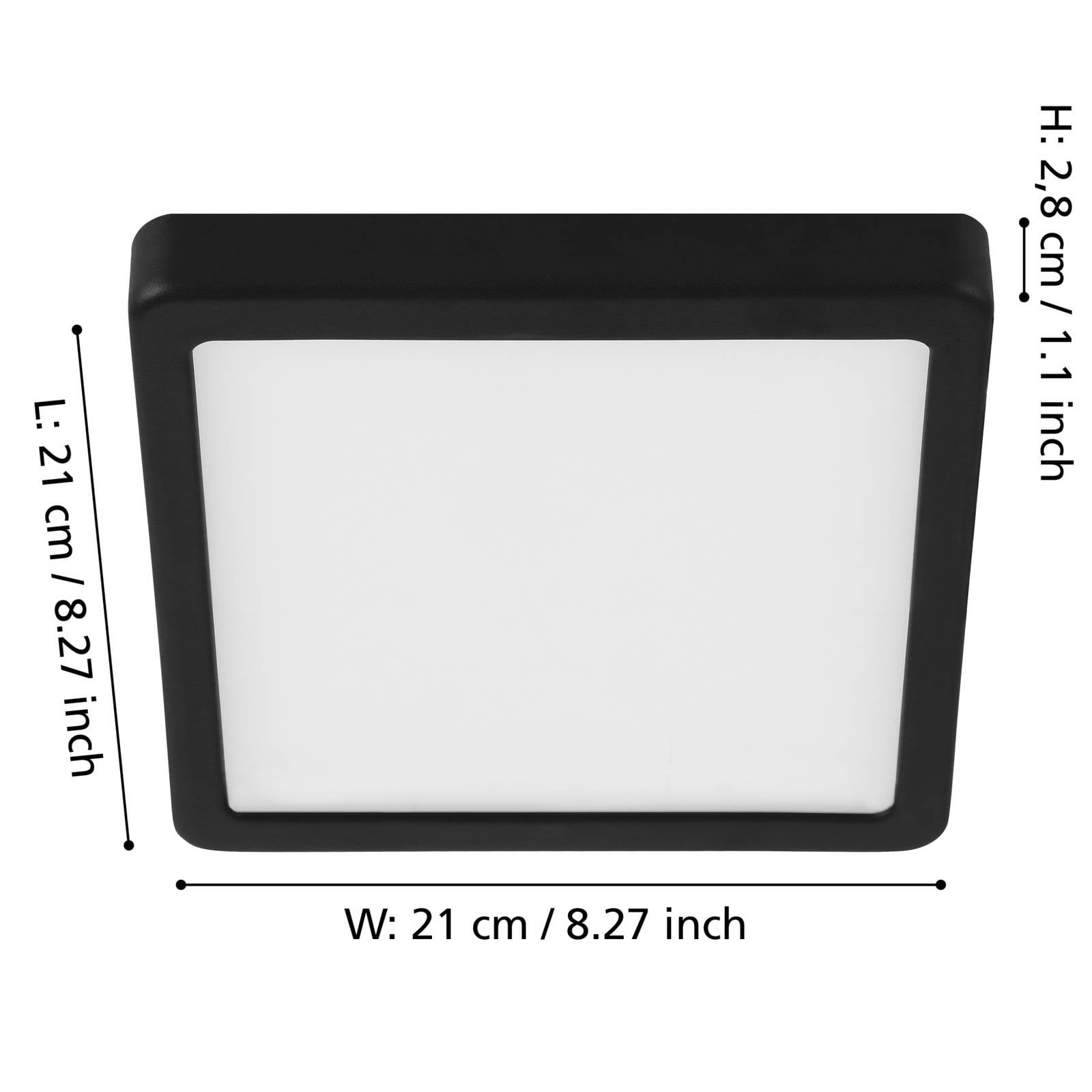  Eglo Eglo Led Surface-mounted Panel Fueva 5 Ip20 830 Black 21x21cm 
