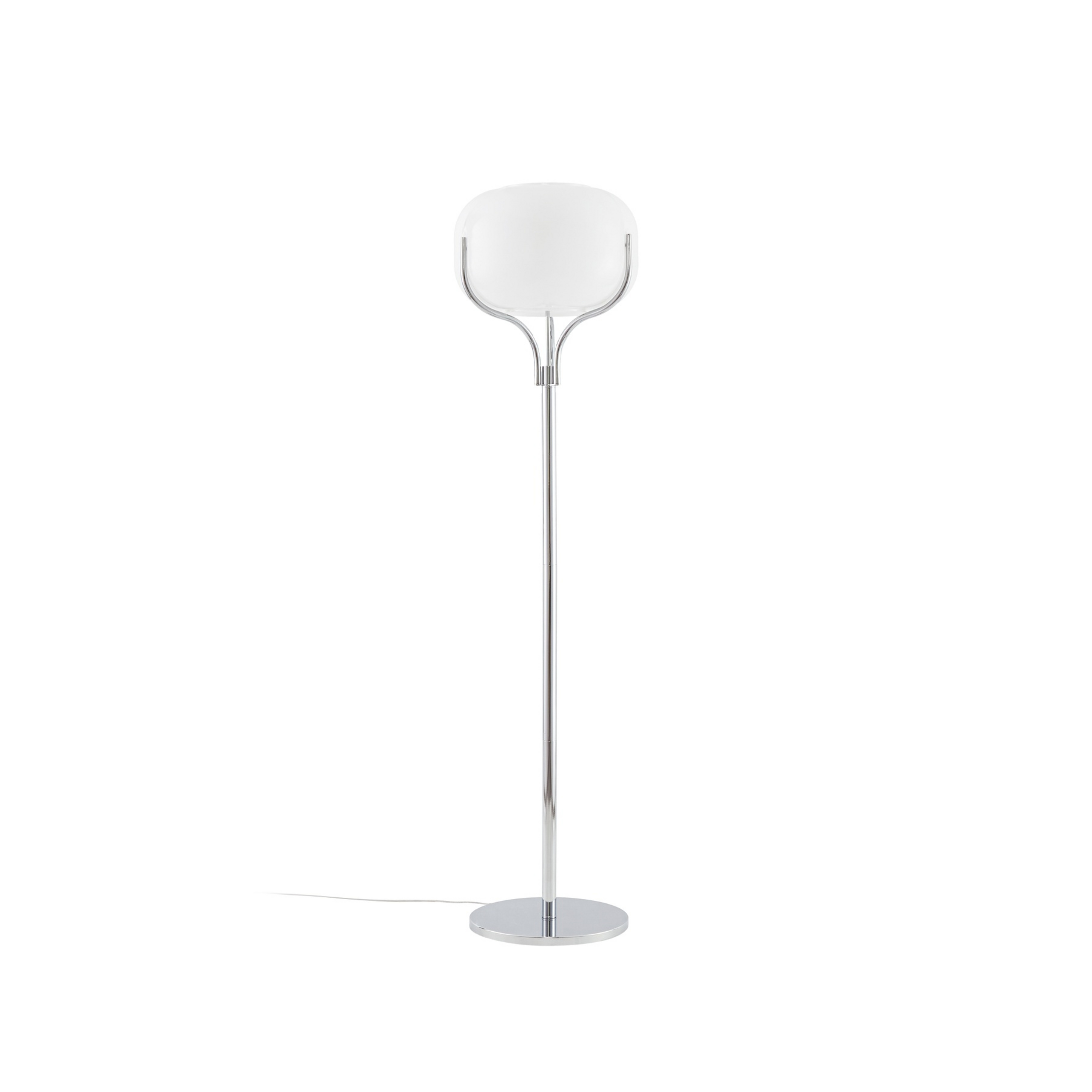 Lampe sur pied Christo, hauteur 160 cm, chrome/blanc, verre - Lucande