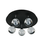 LED griestu lampa „Calista“, hromēta, Ø 43 cm, metāls/stikls, 5 spuldzes