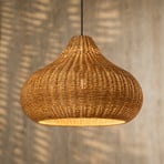 Lucande buiten hanglamp Taniola, 1-lamp, beige, rotan, IP44