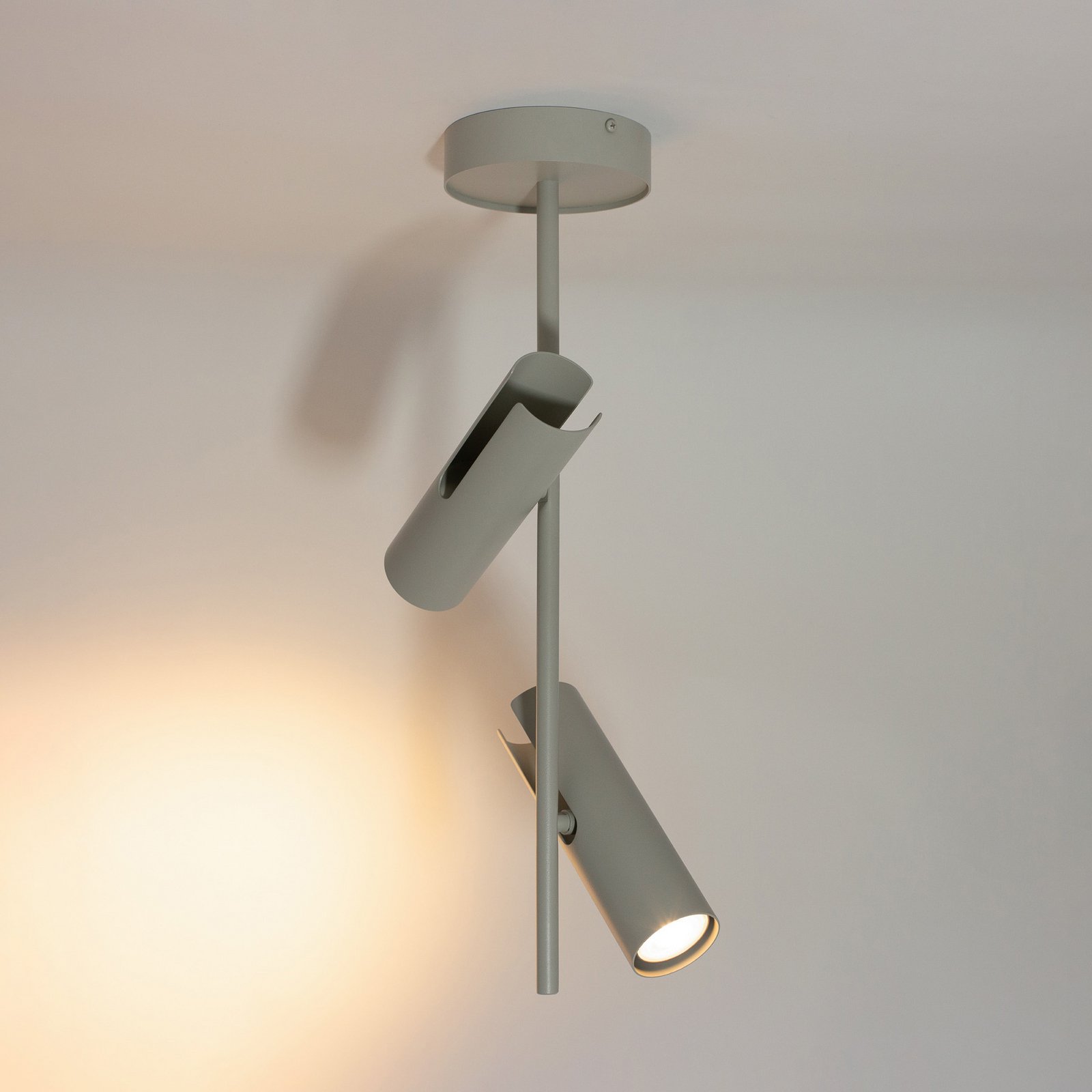 Deckenspot Leda 2, taupe, 2-flammig, Stahl, GU10, Höhe 55 cm