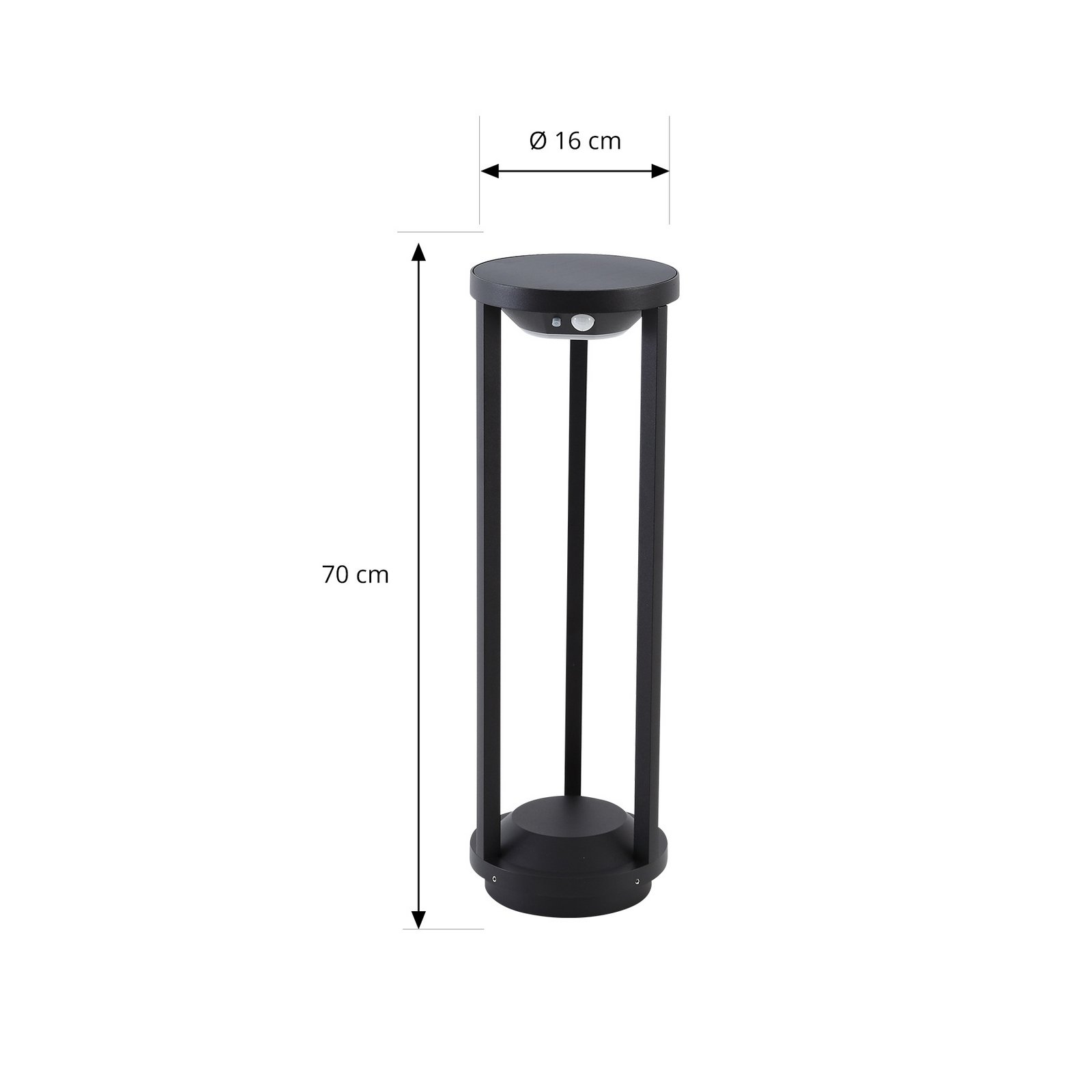 Lucande LED lampa solarna Nilea, Ø 16 cm, czarna, czujnik