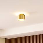 Lindby LED spotlight Nivoria, 11 x 8.8 cm, gold-coloured, aluminium