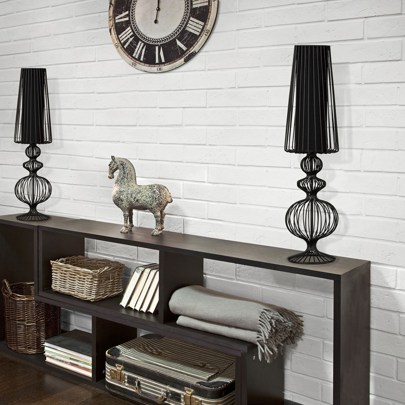 Nowodvorski Lighting Bordlampe Aveiro L med svarte metallstenger - Sort