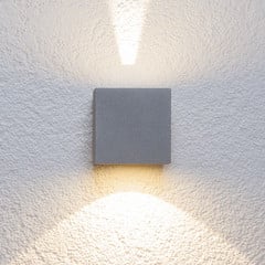 Lucande LED-ulkoseinävalaisin Jarno, hopea, metalli, 9cm