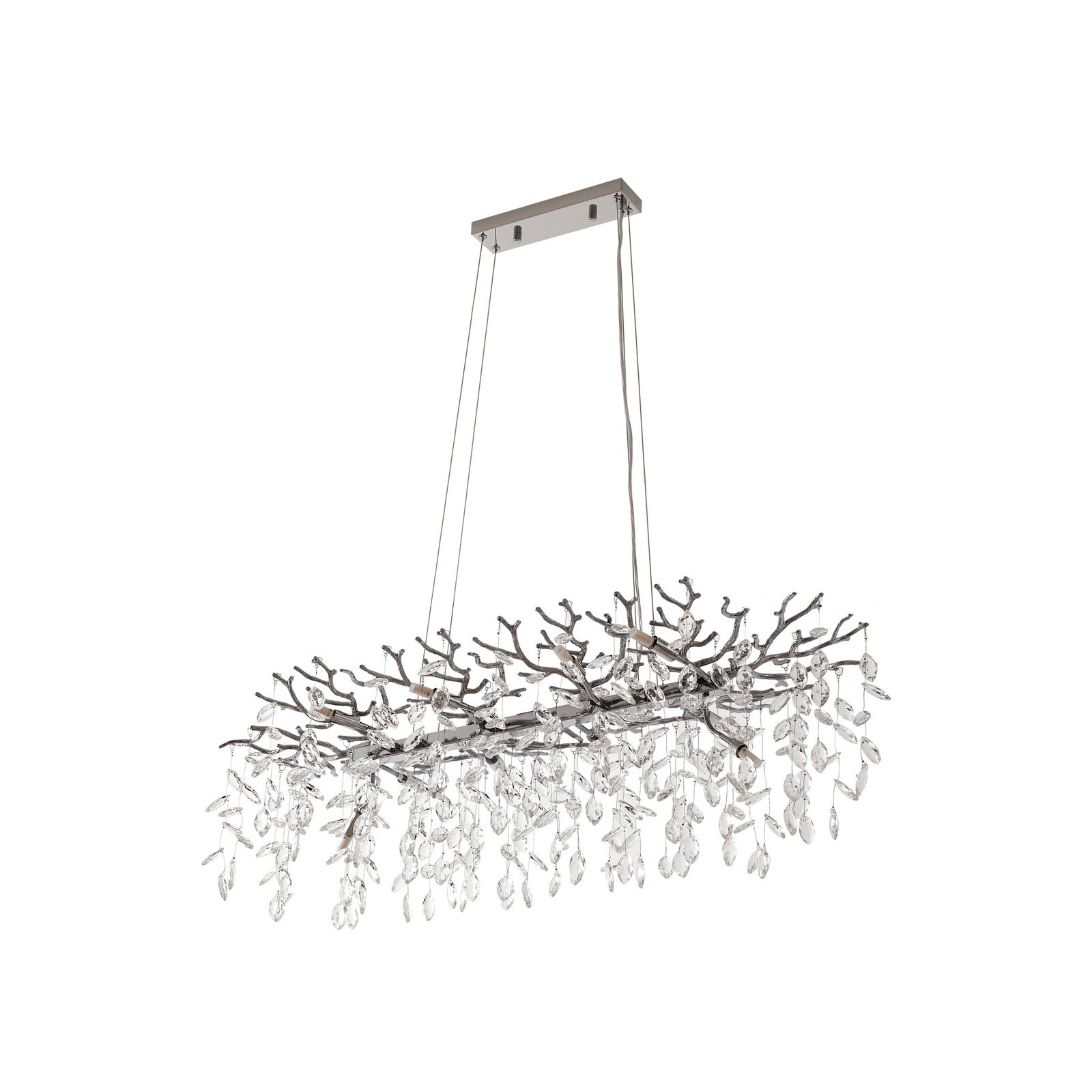 Lampada a sospensione Bellora, 101 cm, acciaio inossidabile, cristallo - Lucande