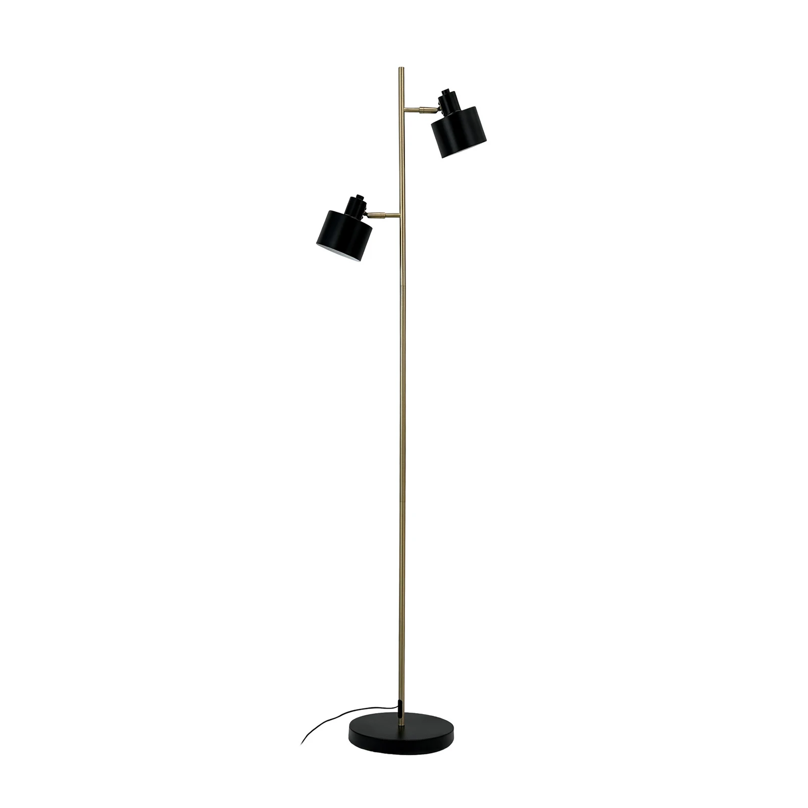 Lampe sur pied Dyberg Larsen Ocean, noir/laiton, à 2 lampes.