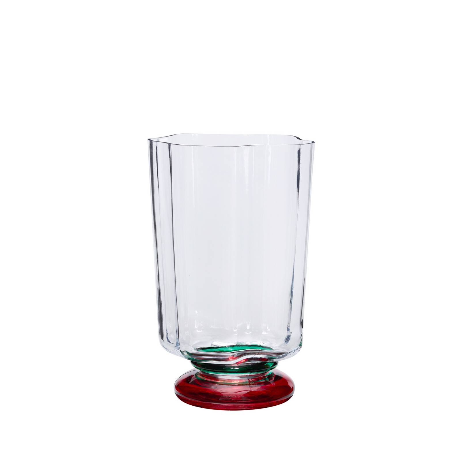 Verre Vase, rot/klar, Höhe 28 cm, Glas - HÜBSCH