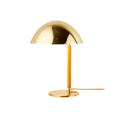 Lampa stołowa Gubi 9209, mosiądz, rattan, wysokość 36,5 cm
