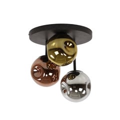 Plafoniera Stellar, oro/argento/rame, vetro Ø 30 cm a 3 luci.