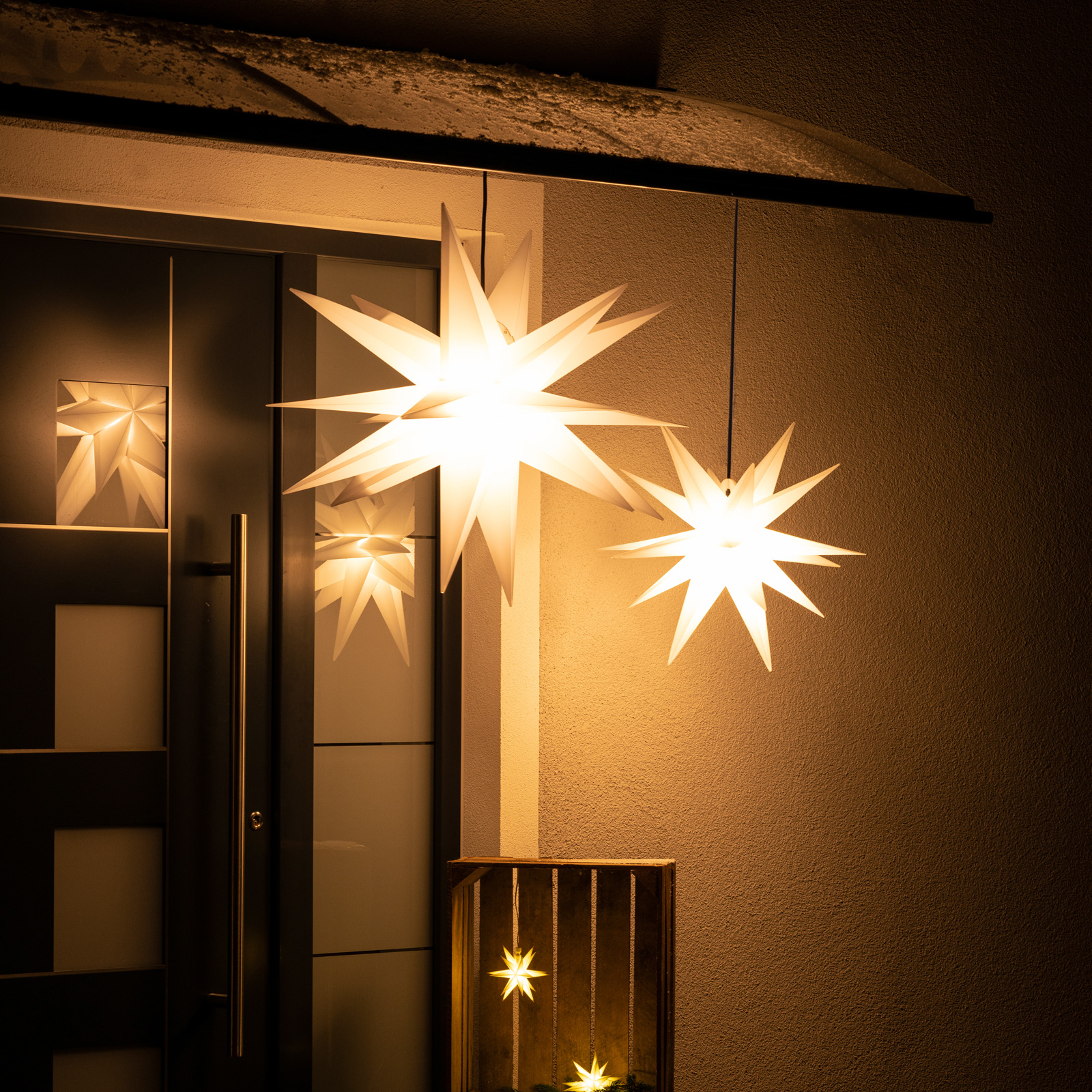 Estrela decorativa LED, 18 pontas, Ø 25 cm, branco