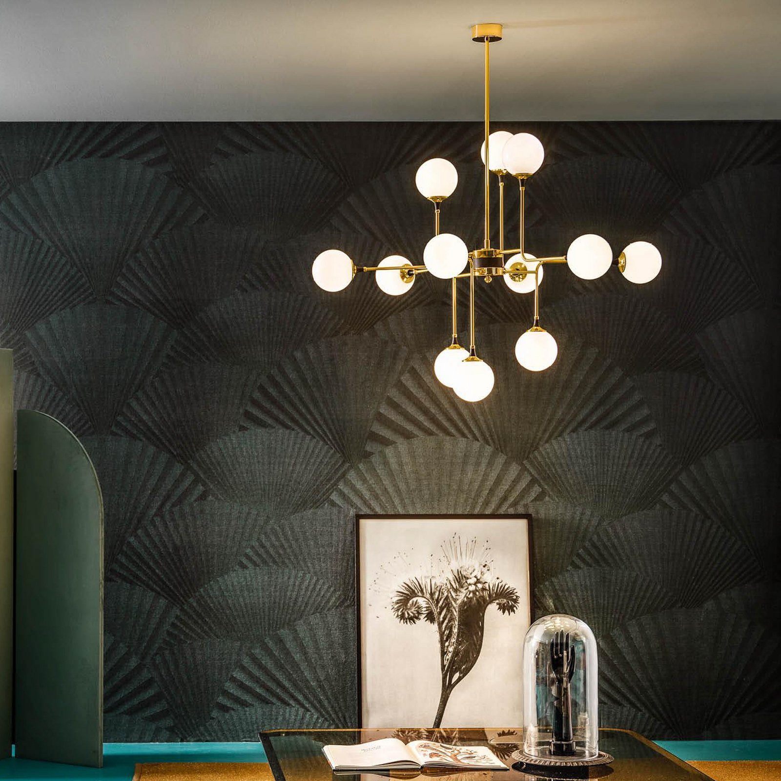 Galassia Hängelampe, goldfarben, 12-flg., Ø 120cm - Stilnovo