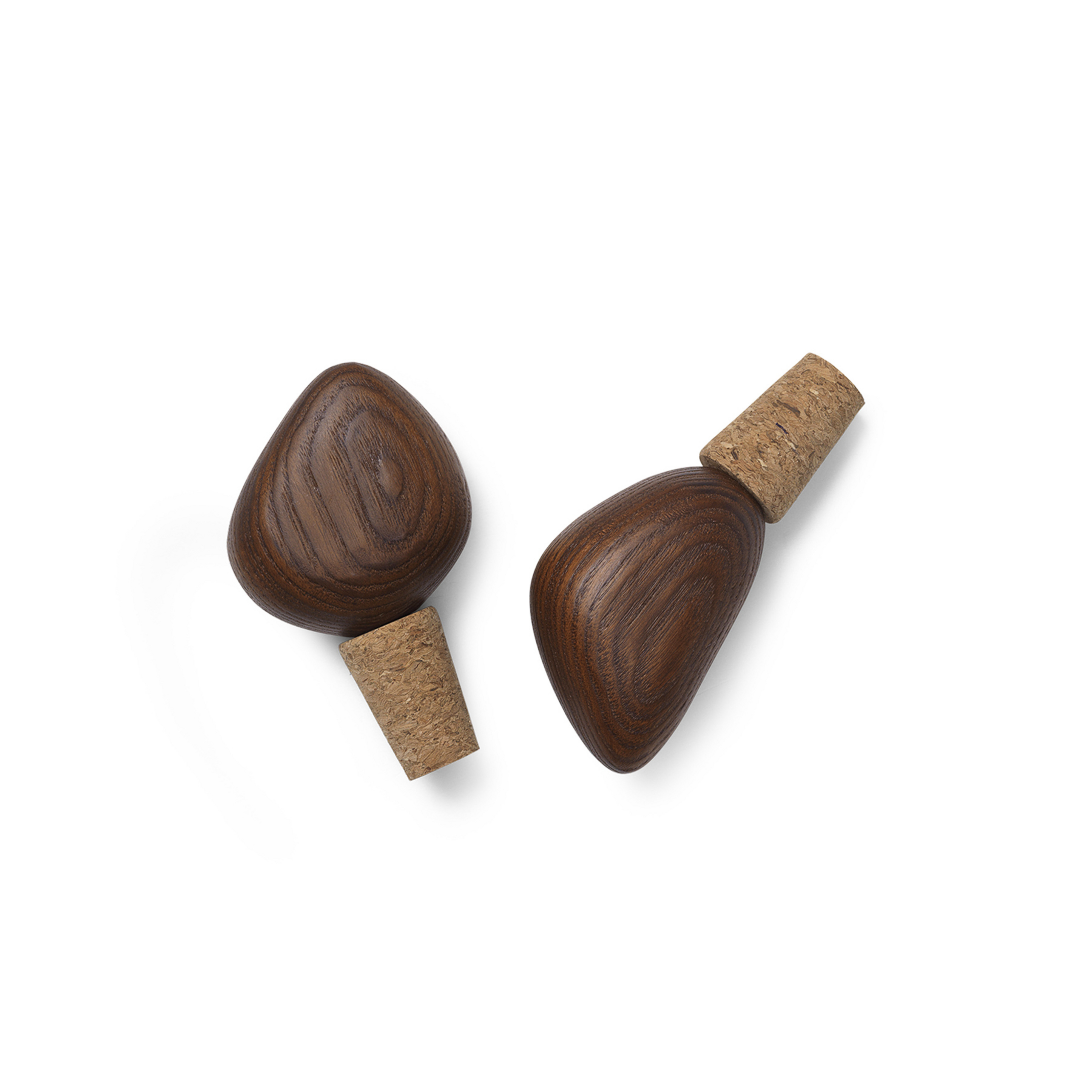 Tampa para garrafa de vinho Cairn, castanha, cortiça e madeira, conjunto de 2 -