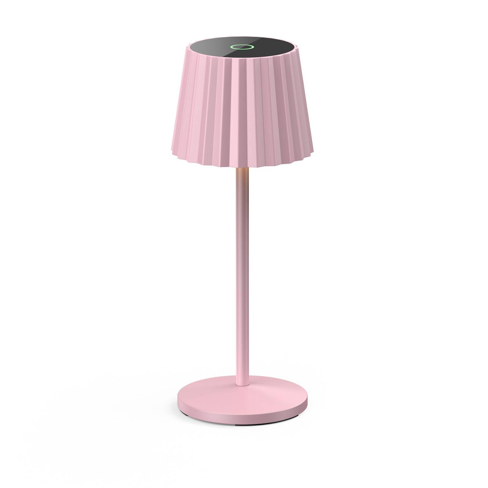 Lindby LED-Akku-Tischleuchte Esali, pink, Metall, IP54