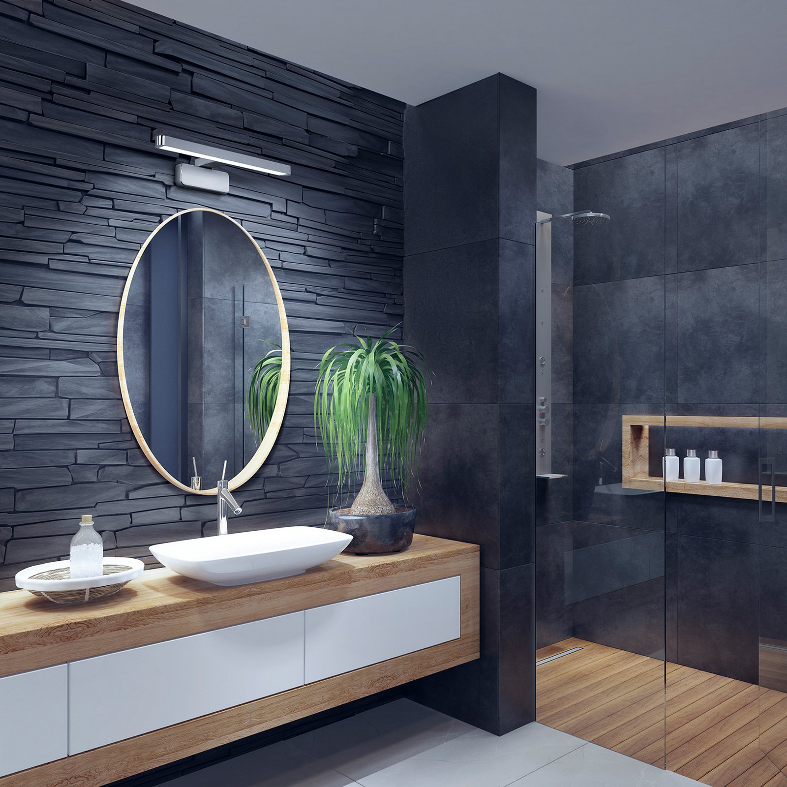 OSRAM LED wandlamp ORBIS DISC BAR, chroom, 40 cm, IP44, CCT