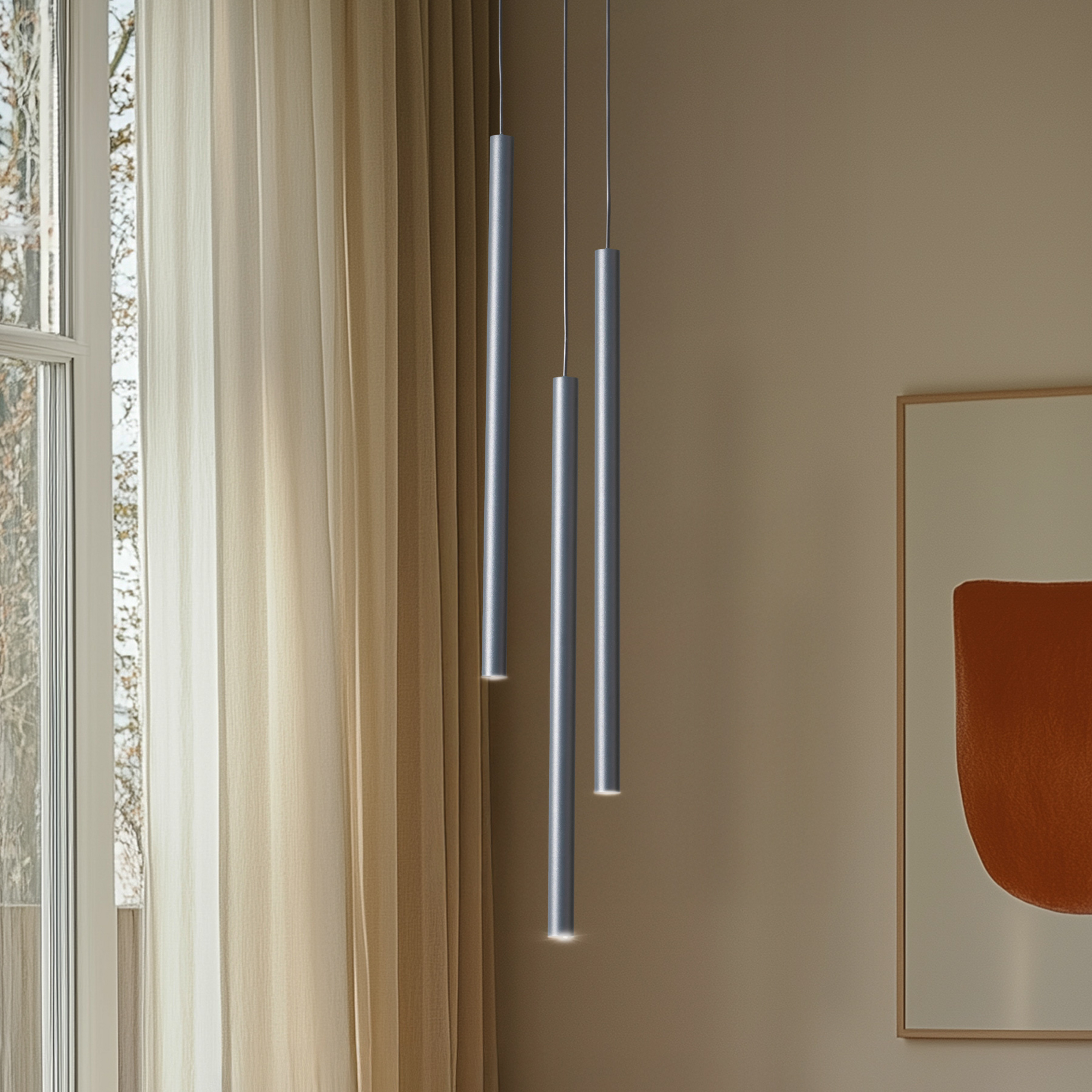 Żyrandol Sopel 3, antracytowy, okrągły, 3-punktowy, stal, G9