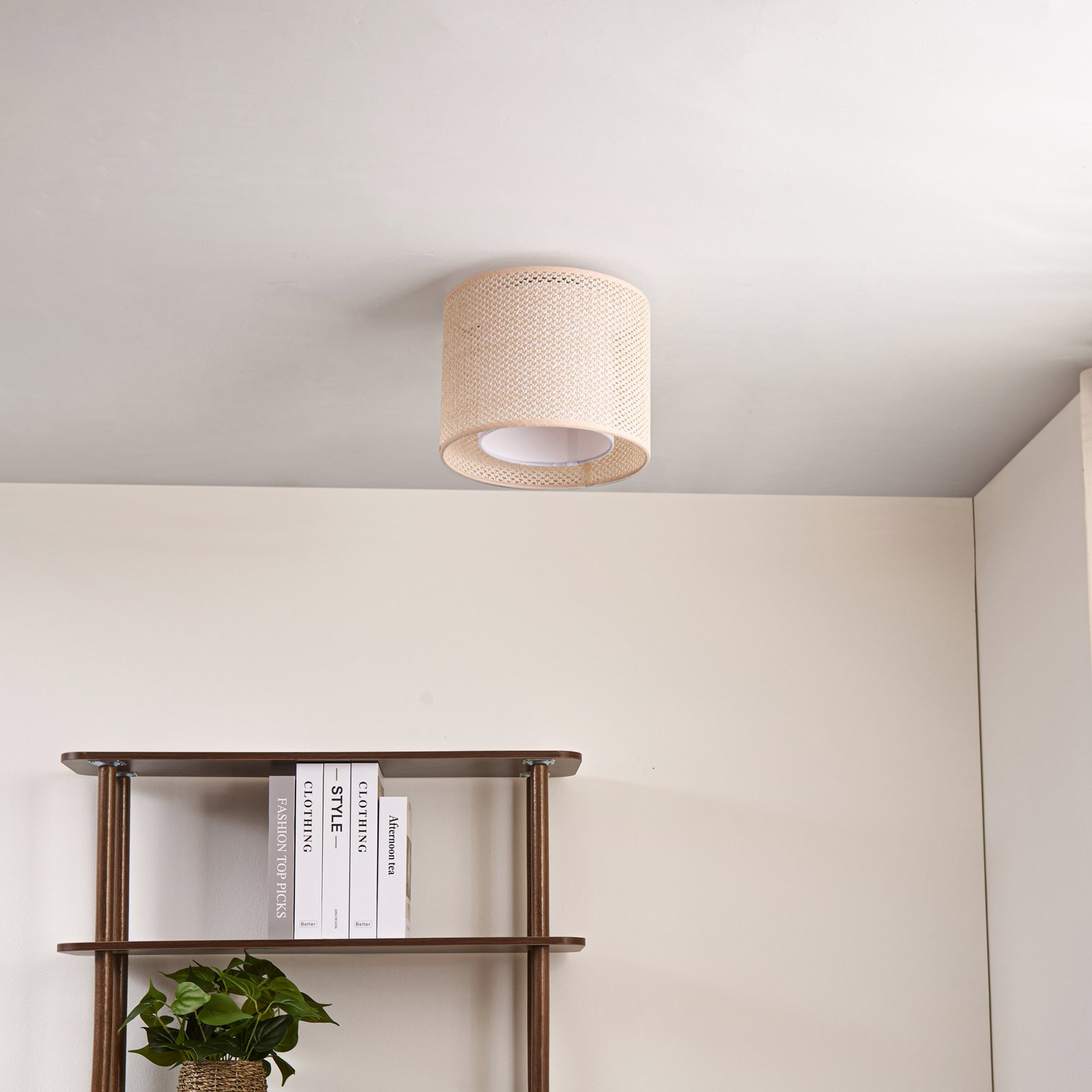 Lindby Deckenleuchte Soula, Ø 26 cm, beige, Kunststoff, E27