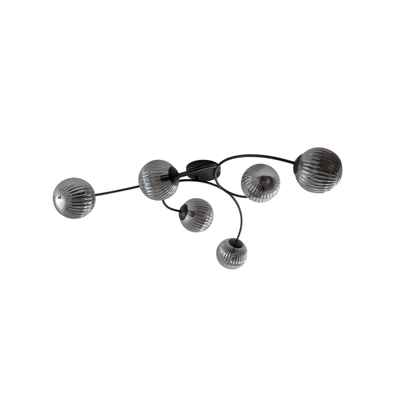 Vibra ceiling lamp, smoke grey/black, length 97 cm, 6-bulb.