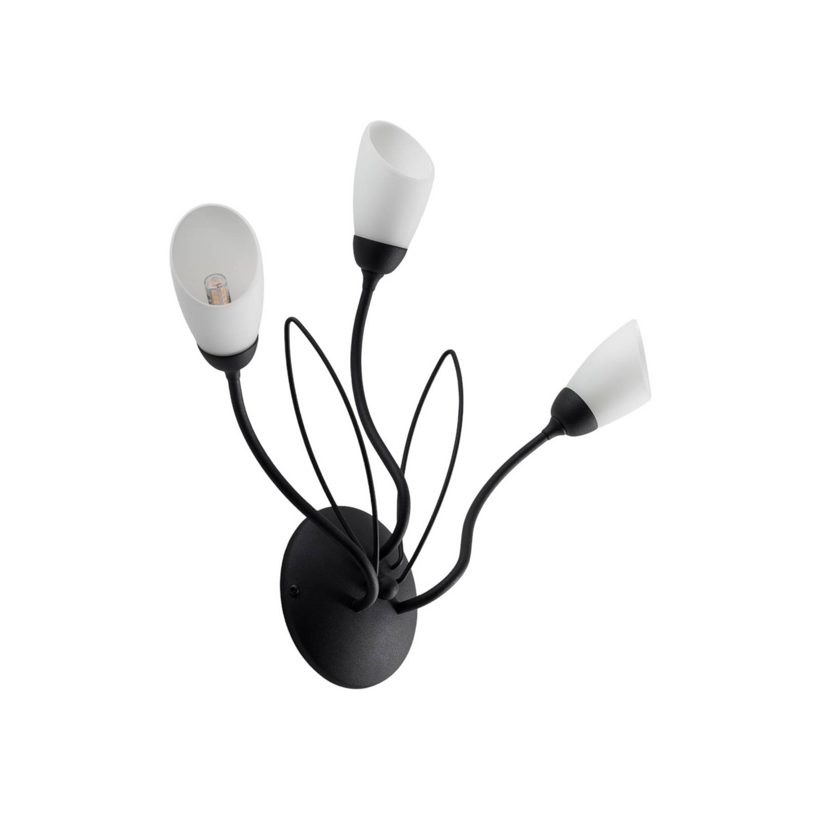 Wandleuchte Gloriosa, schwarz, Glas, 3-flammig