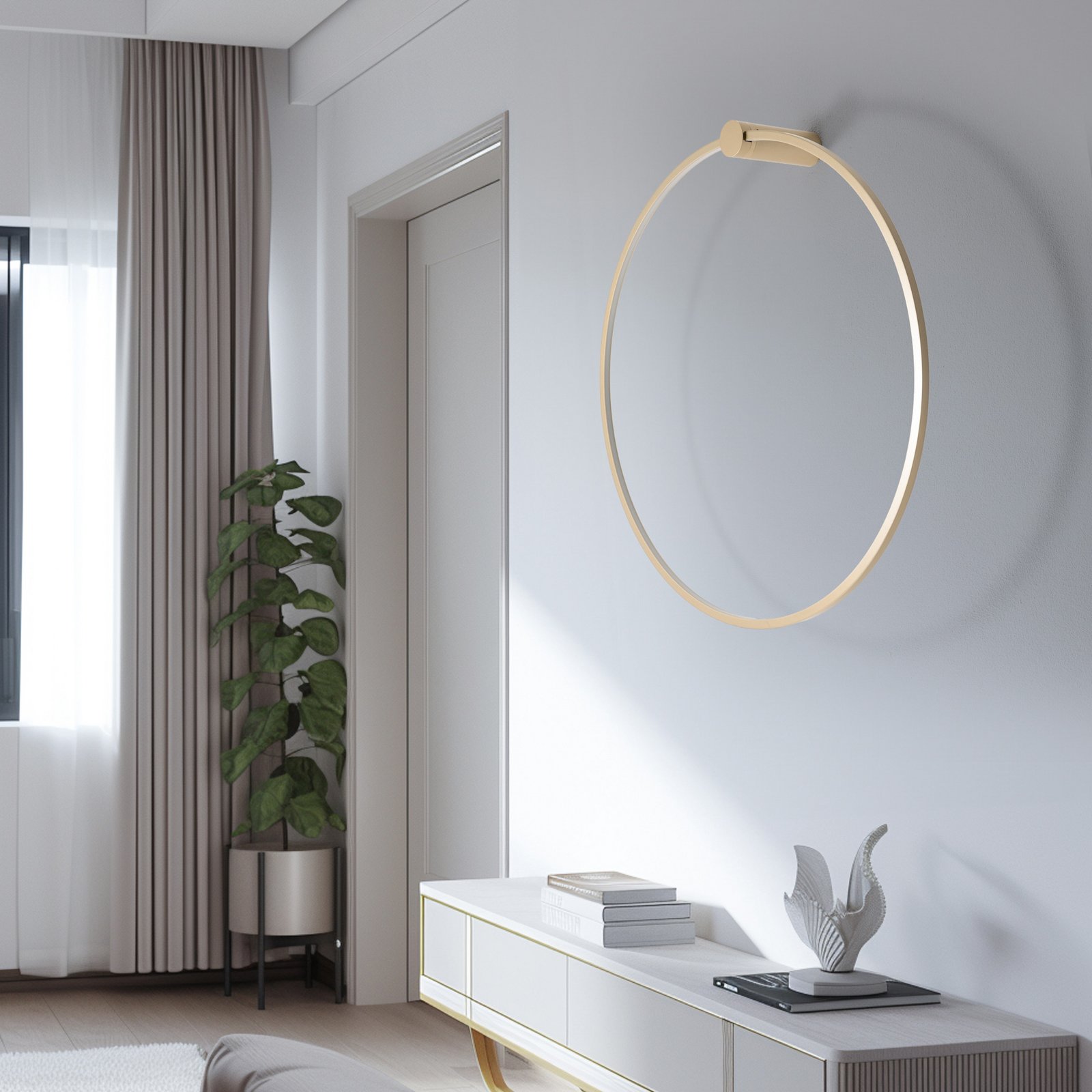 LED-seinävalaisin Saturno, kulta, Ø 80 cm, metalli, 4 000 K