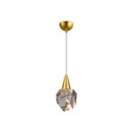 Suspension LED Aquaria, verre clair, or, polyédrique