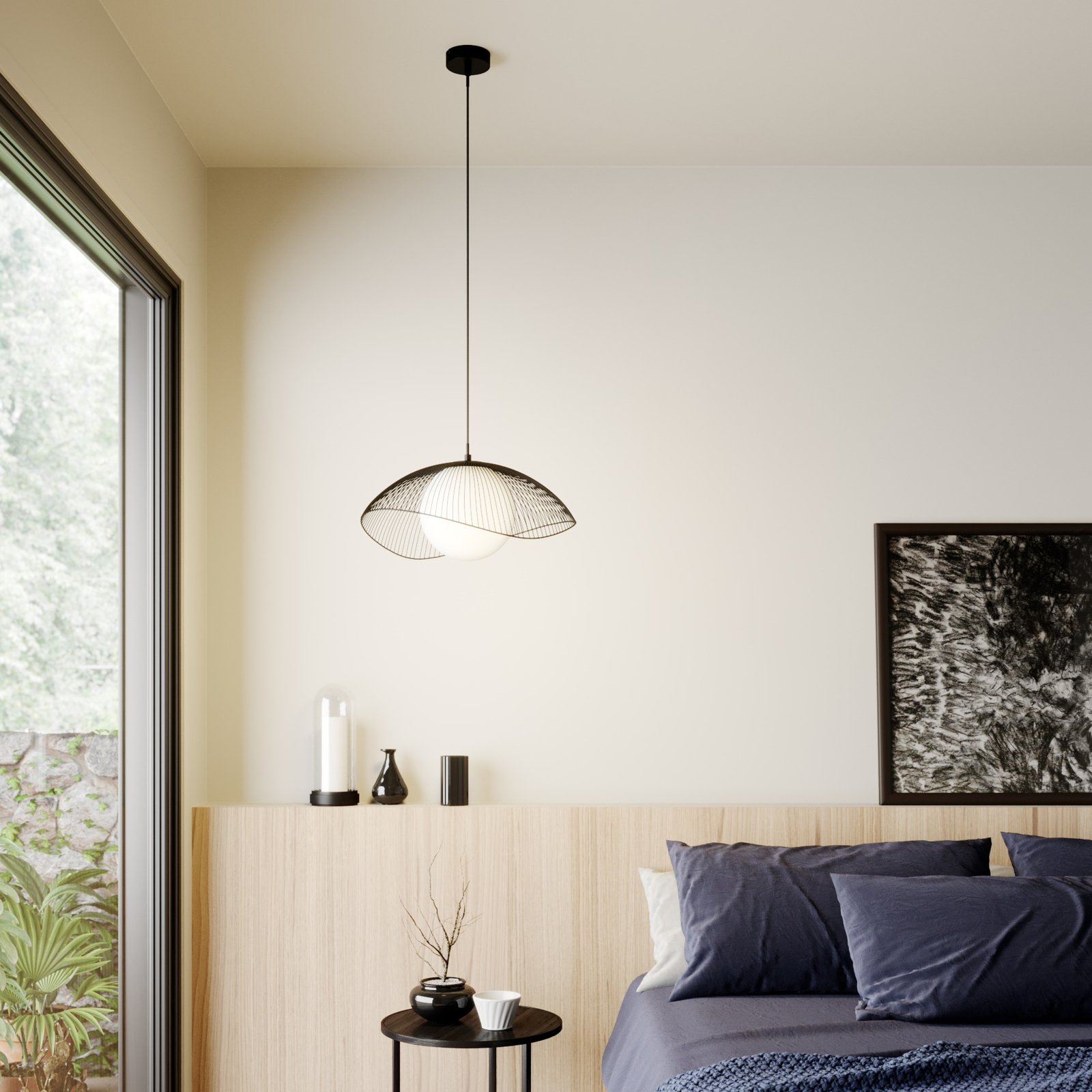 Fabronia Függőlámpá Opal/Black - Lindby