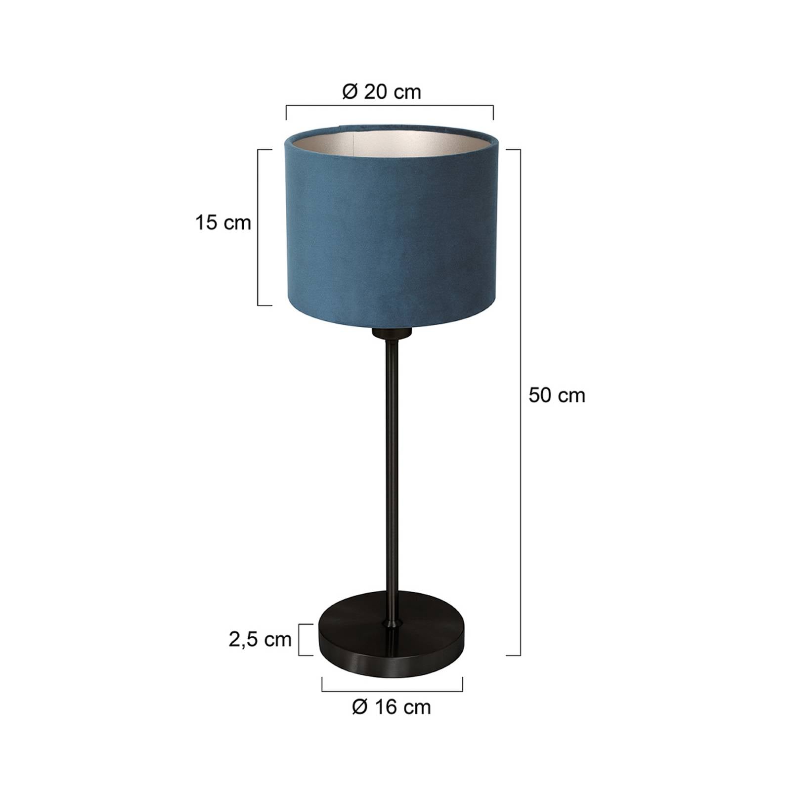 Levně Mexlite Stolní lampa Noor, černá/modrý velur, výška 50 cm, E27