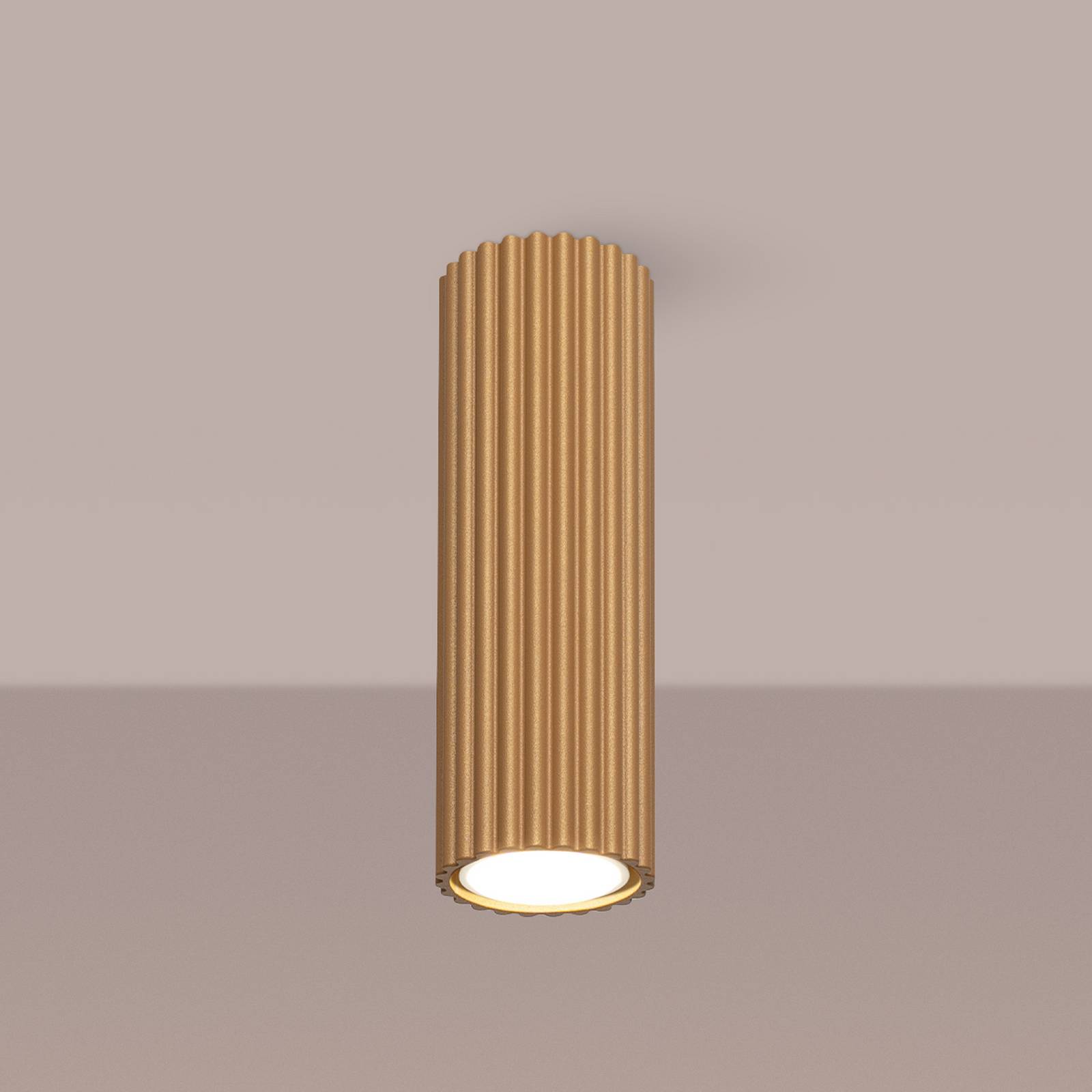 Deckenleuchte Karbon, goldfarben, Höhe 20 cm, Aluminium günstig online kaufen