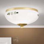 Landhaus ceiling lamp brass opal green Ø 21 cm