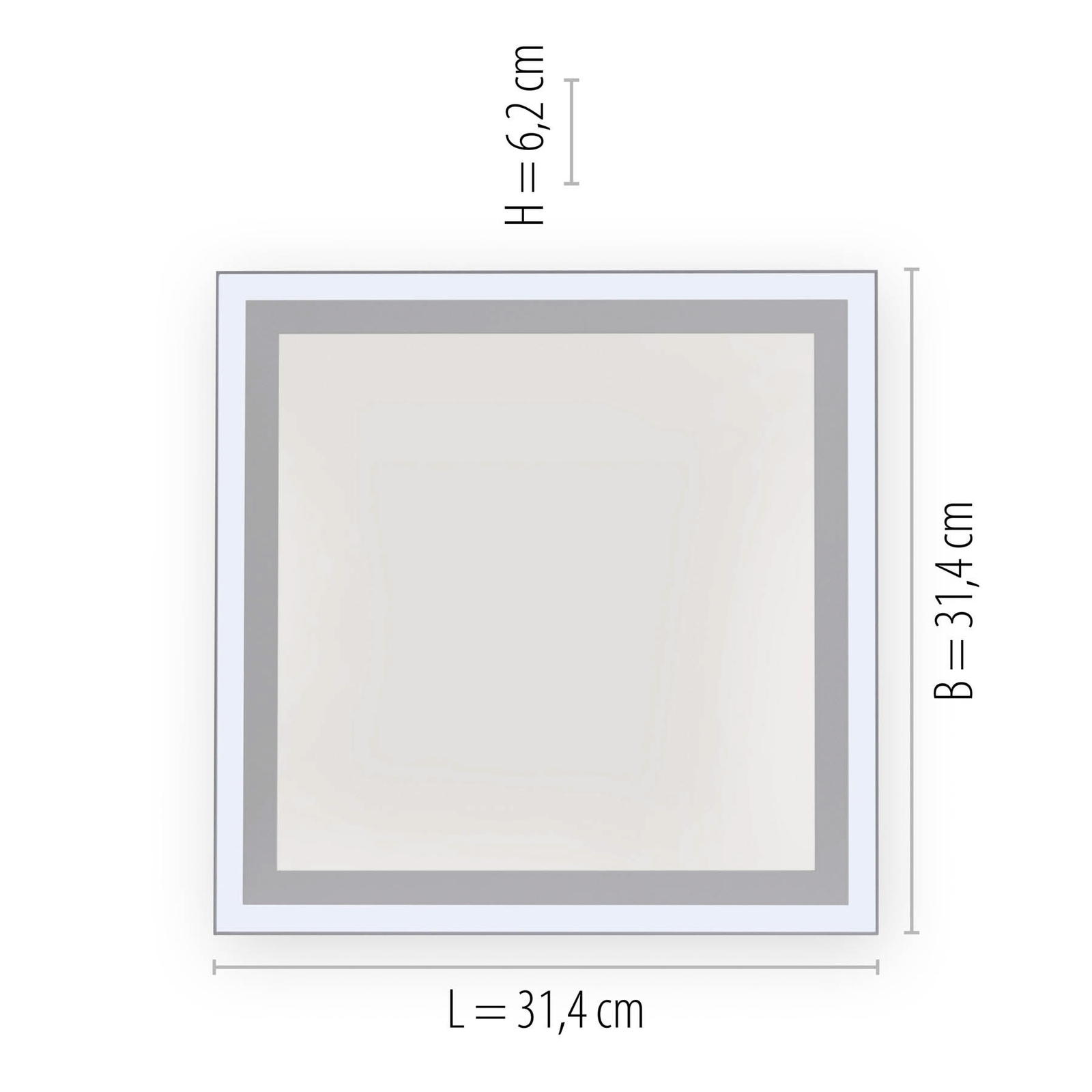Plafón LED Edging, tunable white, 31x31 cm