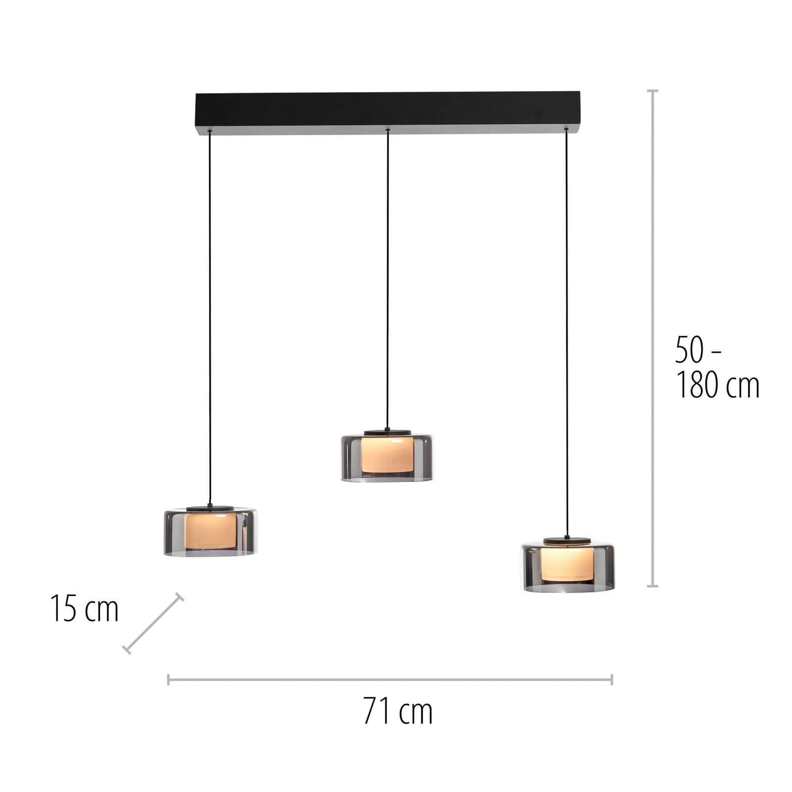 Paul Neuhaus LED rippvalgusti Rika, 71 cm, klaas, timmitav Paul Neuhaus LED rippvalgusti Rika, 71 cm, klaas, timmitav