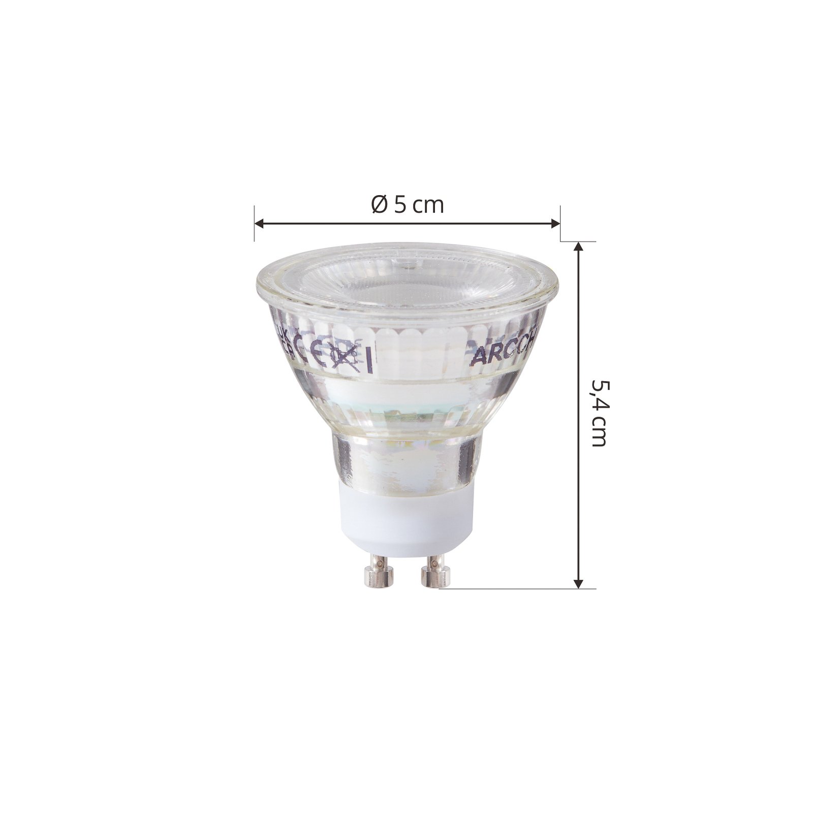 Arcchio LED-lamppu GU10 2.5W 6500K 450lm lasisarja, 10 kpl