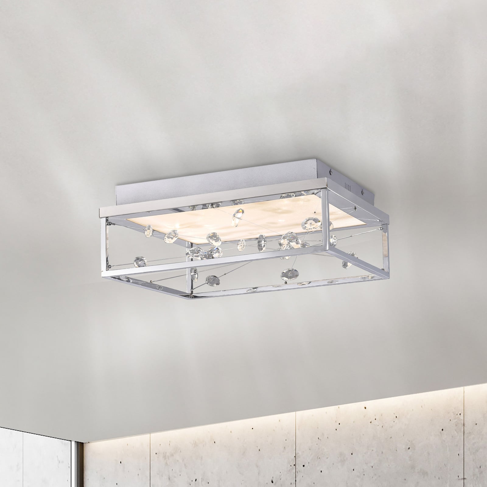LED lubų šviestuvas „SKINA“, chromo spalvos, 40 cm, CCT, reguliuojamas, su