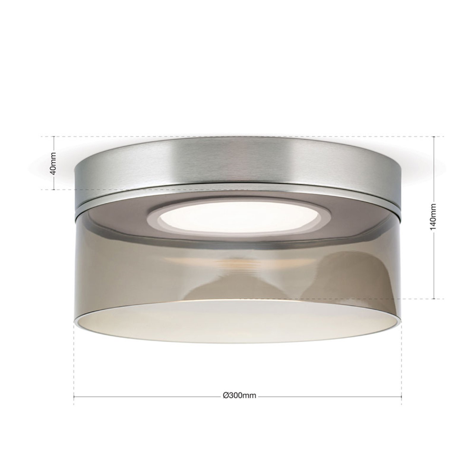 Francis LED ceiling light, matt nickel, Ø 30 cm