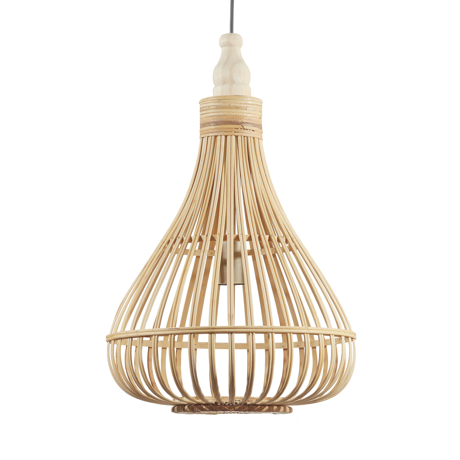 Lámpara colgante Amsfield de bambú, forma pera