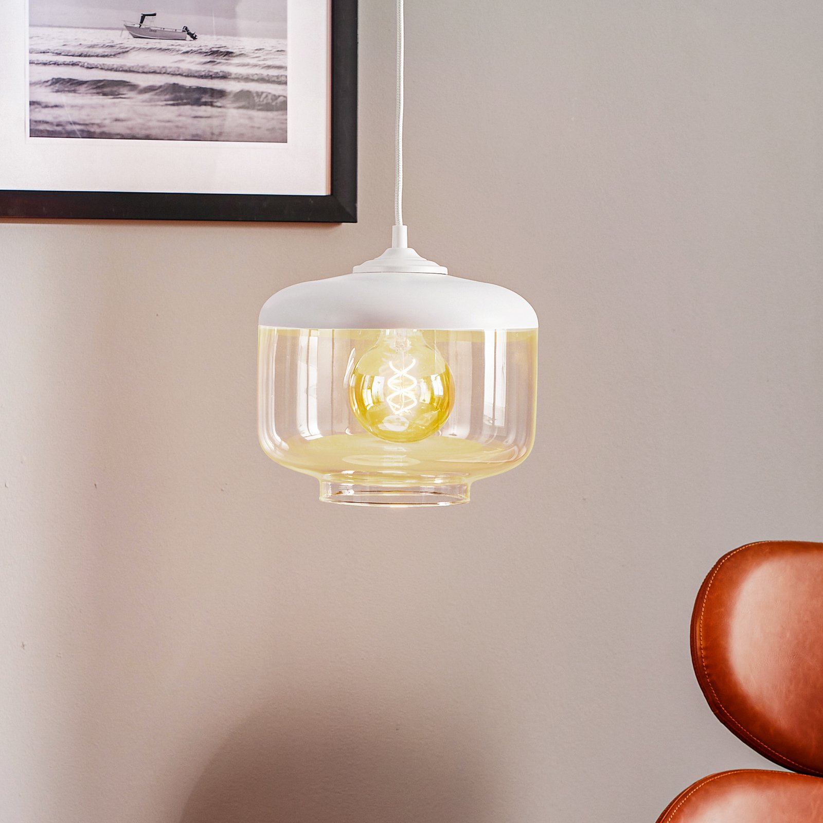 Függő lámpa Monokróm Flash átlátszó/fehér Ø 25 cm
