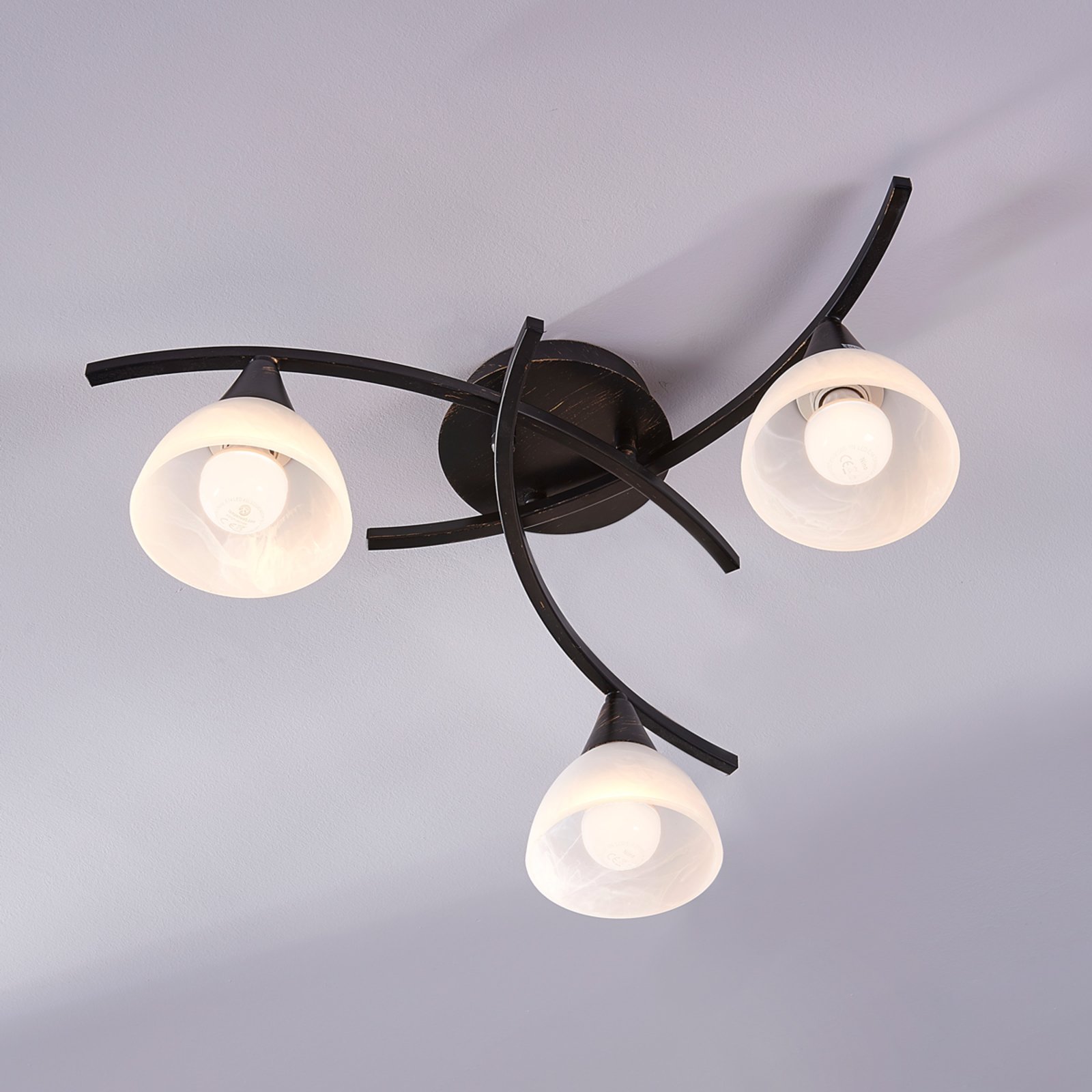 Della 3 Plafondlamp Black/Opal - Lindby