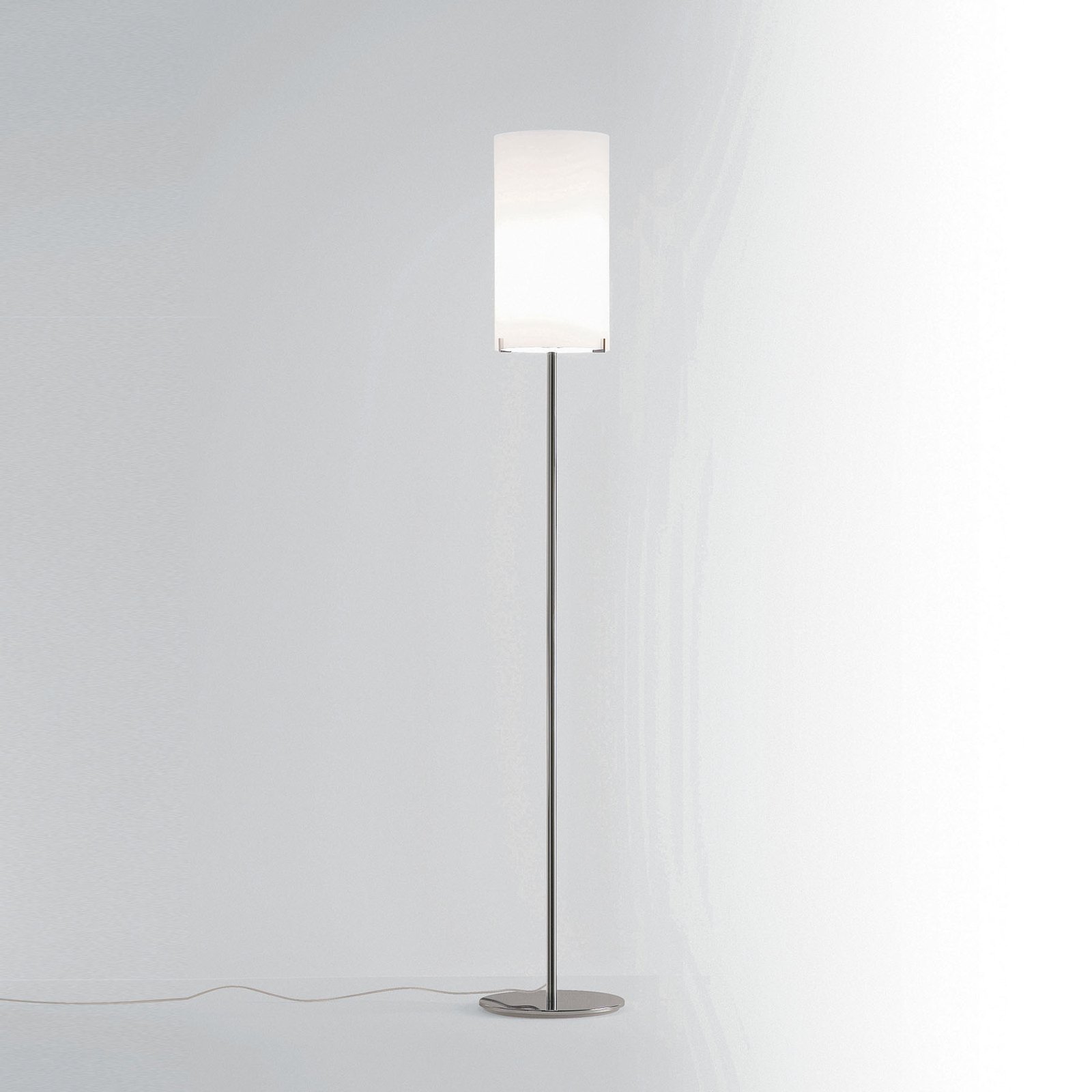 Prandina CPL F1 lampă de podea crom, sticlă opal