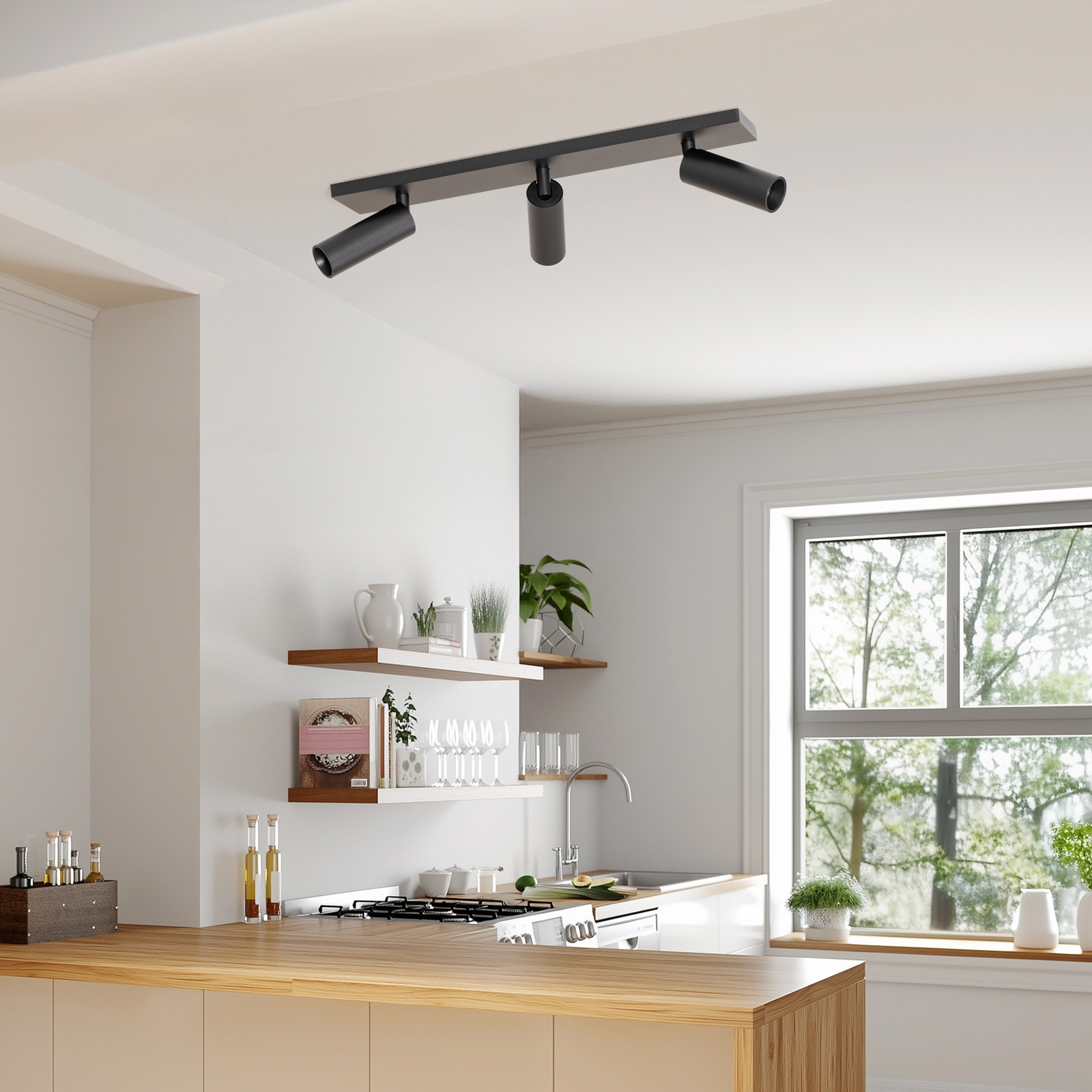 Arcchio plafondspot Brinja Slim, zwart, 3-lamps GU10 MR11