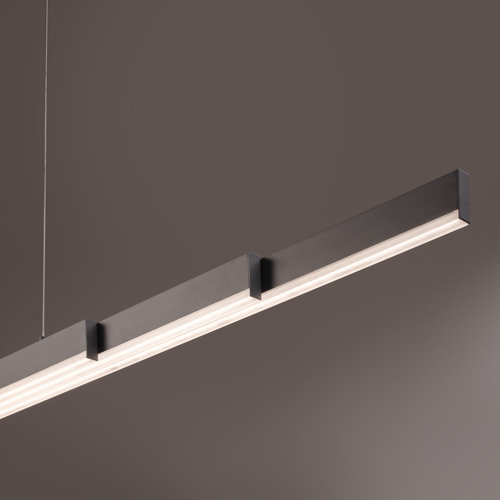 Lámpara colgante LED Vayana, gris, longitud 189 cm, regulador táctil CCT