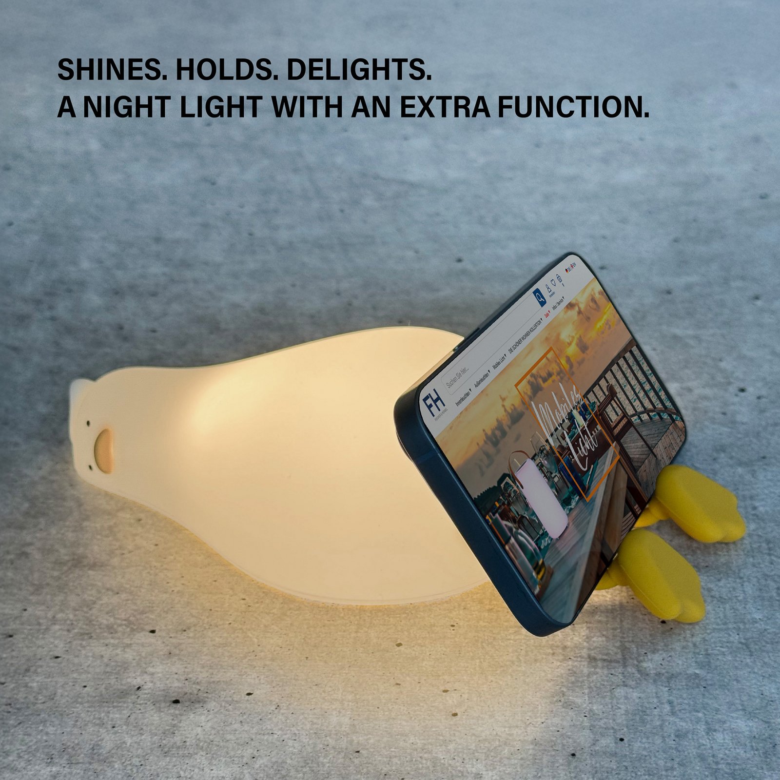 Lampe de chevet LED à accu Ducky, canard, blanc, minuterie, intensité