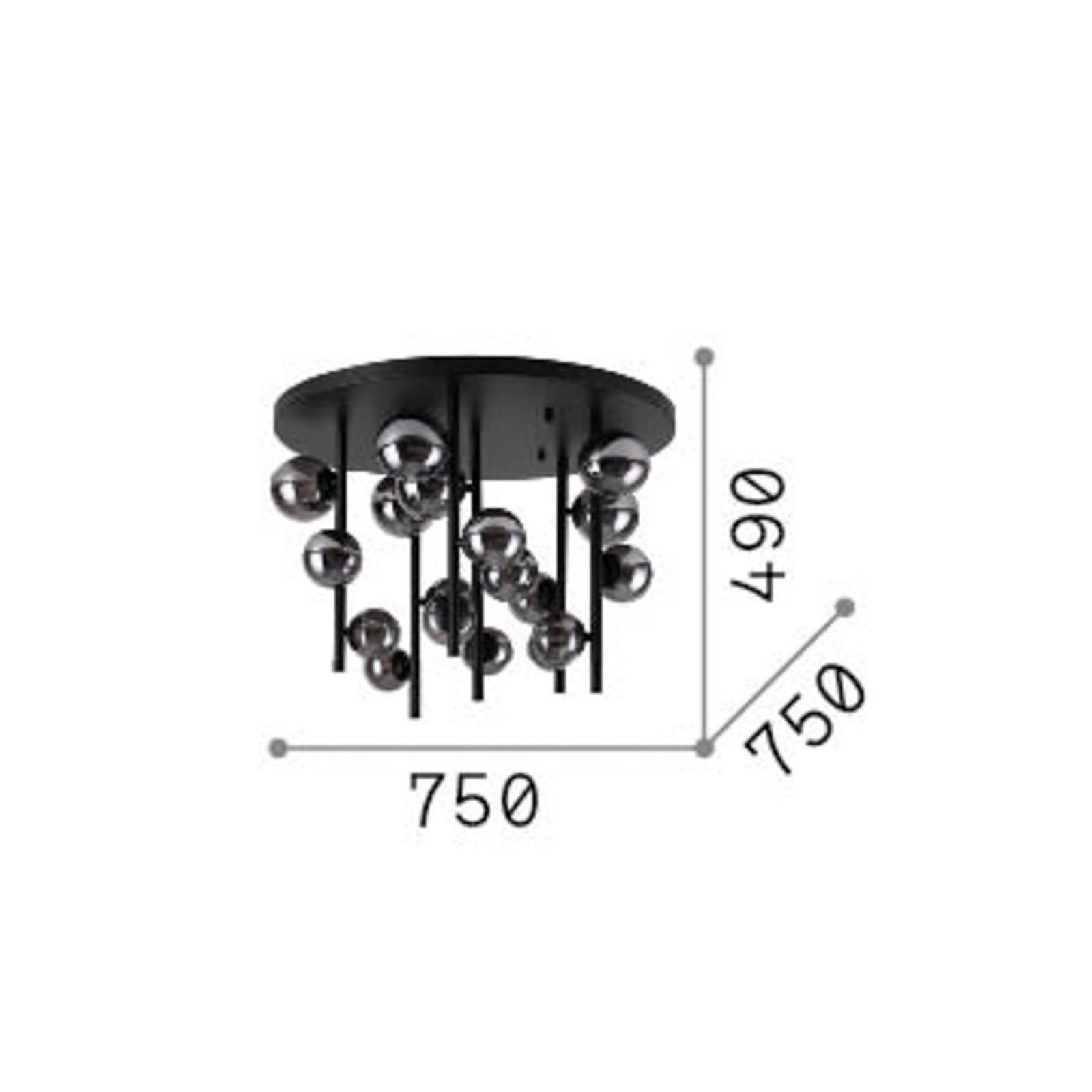 Lampa sufitowa IDEAL LUX Perlage, mosiądz/bursztyn, Ø 70 cm, 18 żarówek