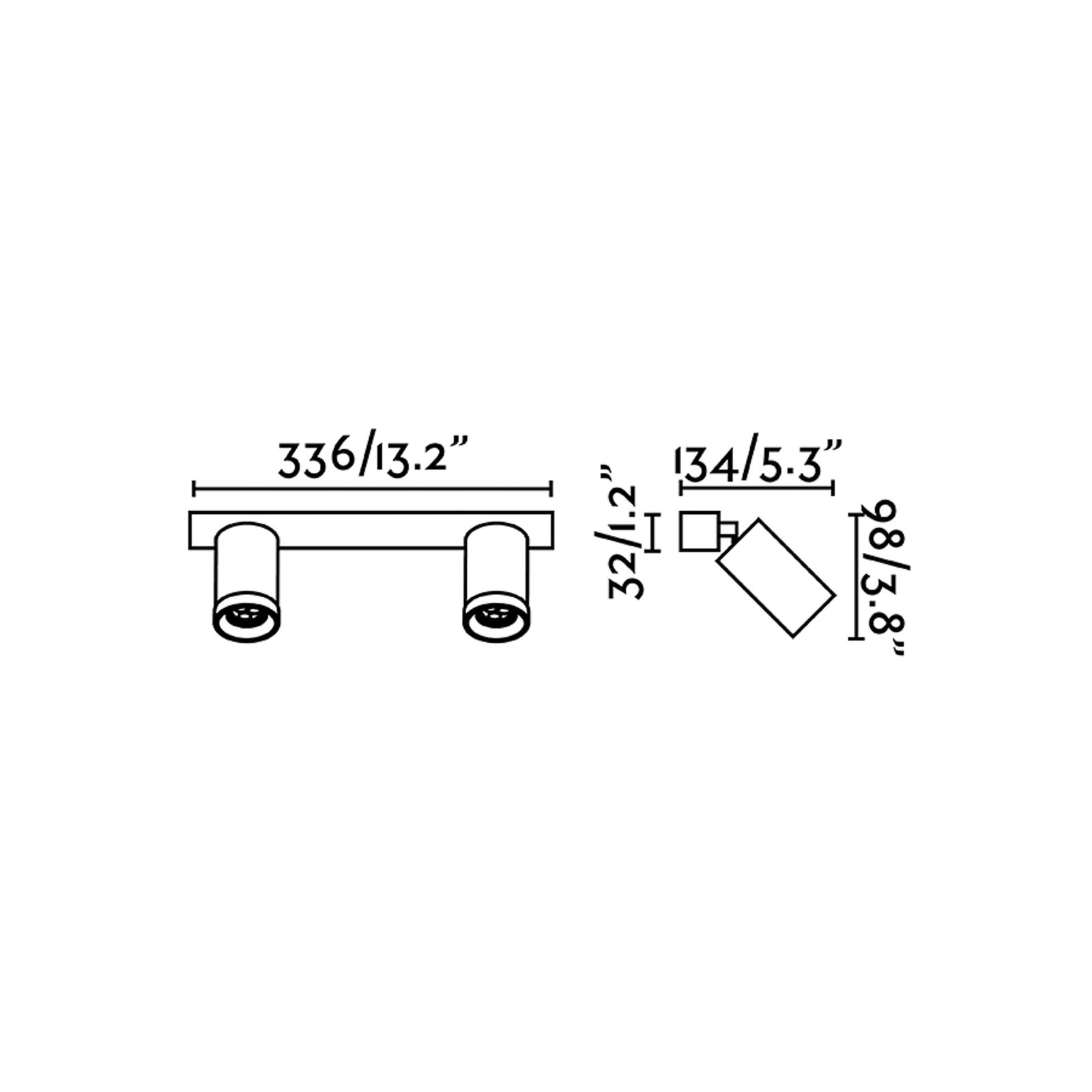 Wandstrahler Stan, weiß, Aluminium, Breite 33,6 cm, 2-flg.