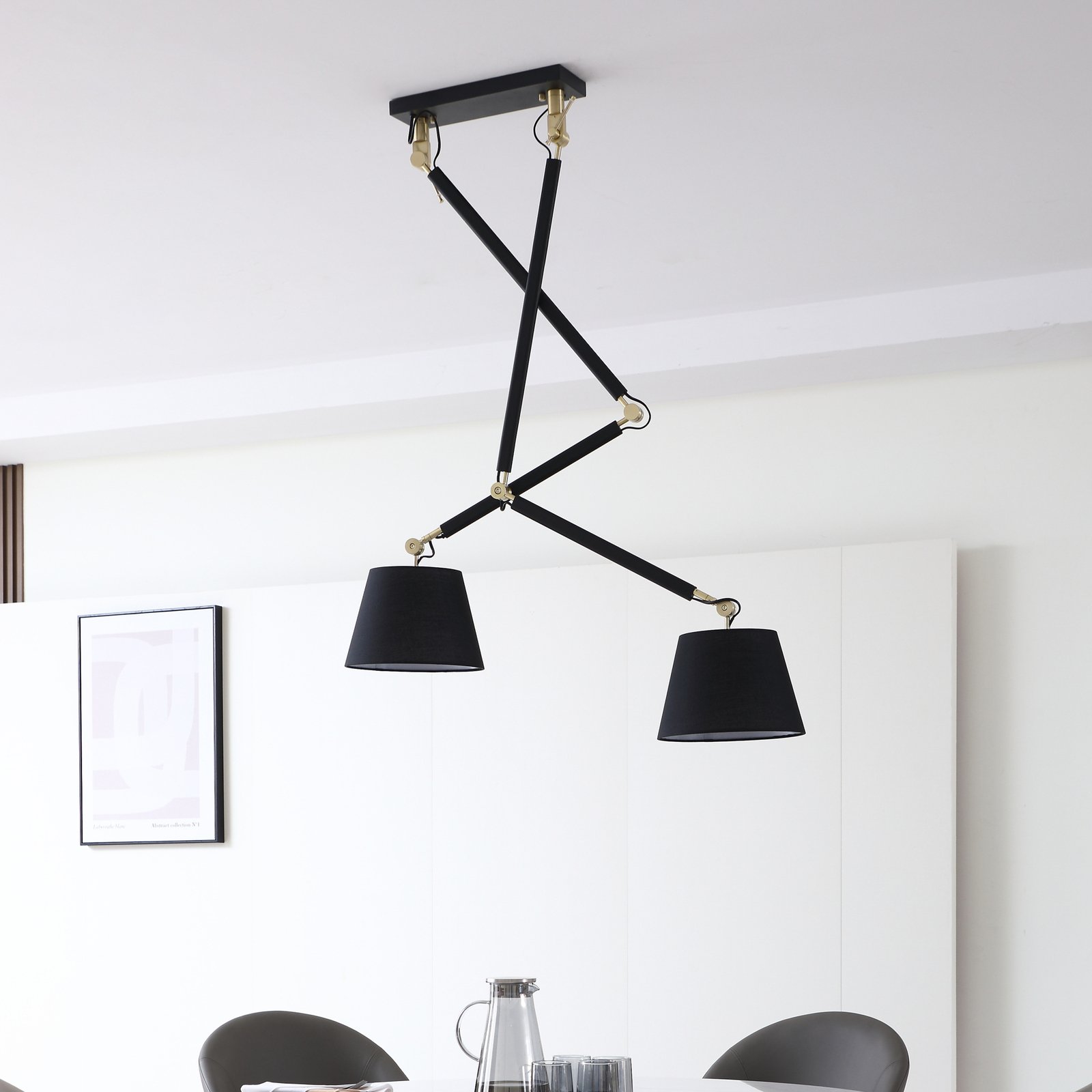 Lucande ceiling lamp Marvaine black/gold-coloured, adjustable
