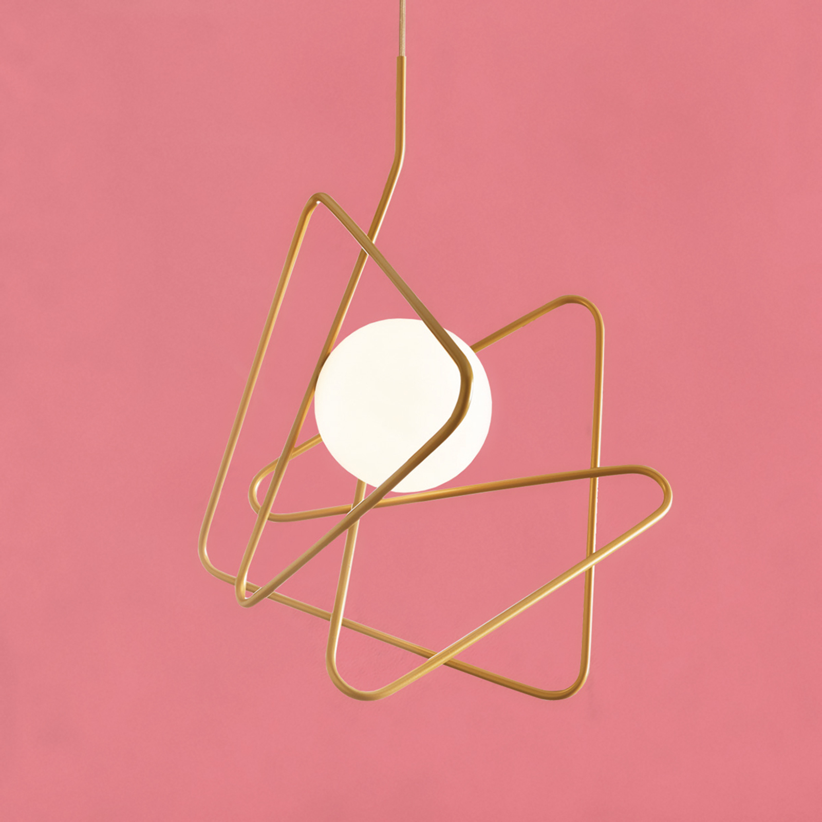 Gibas Ingenious designer hanging light Inciucio, gold, for Living / Dining Room, steel, borosilicate glass, E27, 60 W, energy efficiency: A++