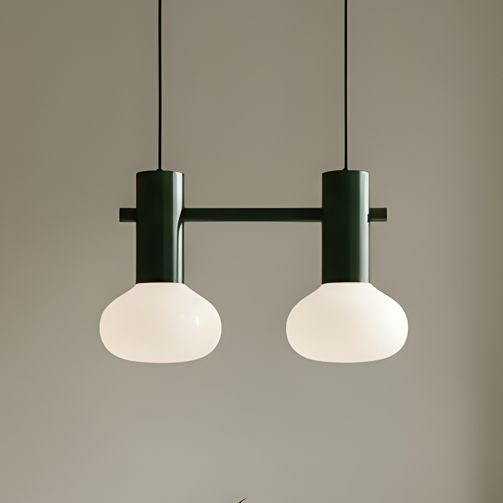 ALDEX Lampă suspendată Flo verde cu 2 becuri sticlă - Camera de zi / sufragerie - Scandinavă - verde alb - Metal