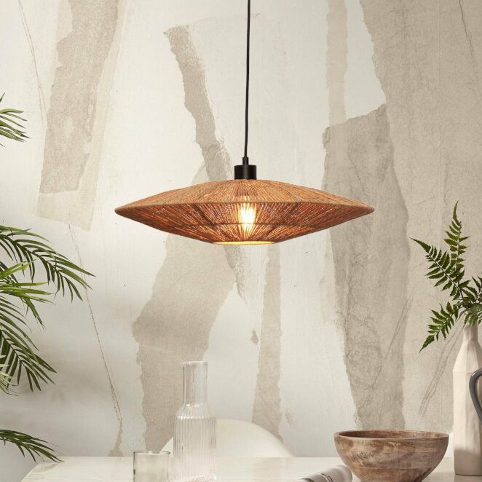 GOOD & MOJO Lampă de suspendare Iguazu Ø 55cm natural - Camera de zi / sufragerie - Țesătură / Textil