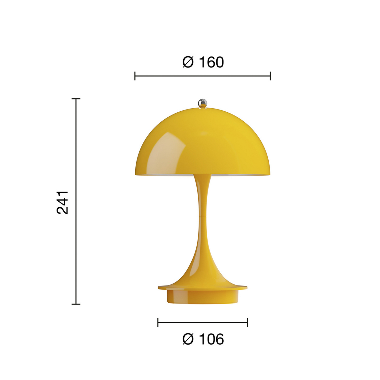 Panthella 160 Portátil Candeeiro de Mesa V3 Opaque Amarelo - Louis Poulsen