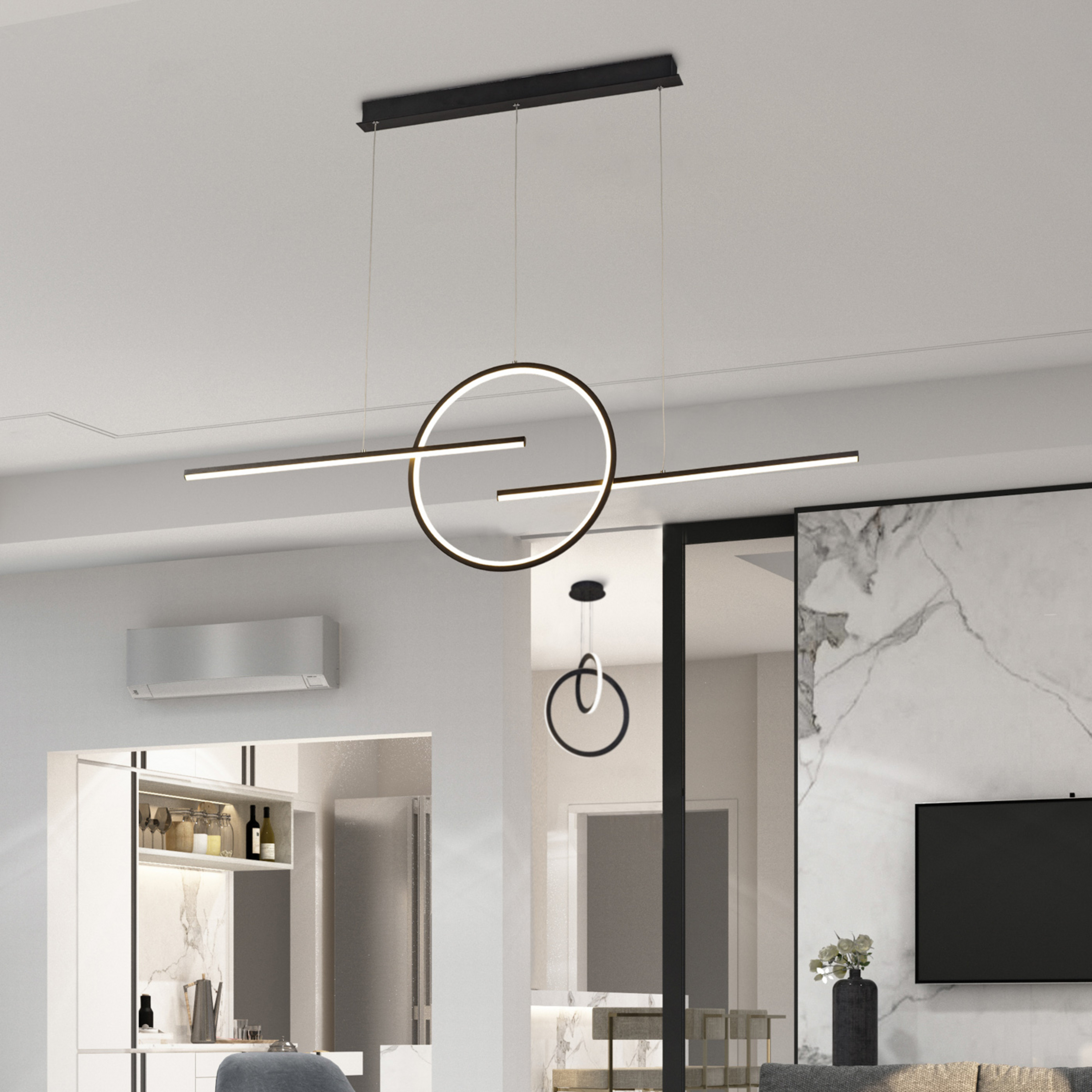 Kitesurf LED κρεμαστό φωτιστικό, τριών φώτων, μαύρο